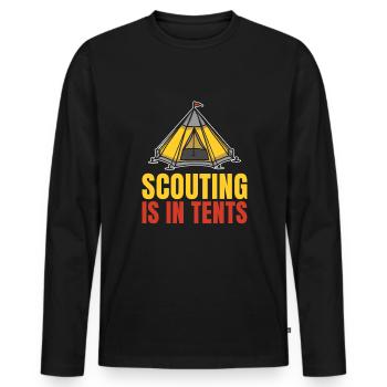Boy Scout Funny Scouting Is In Tents - Men's Premium Organic Long Sleeve Shirt - black - Front - Nico (187cm)