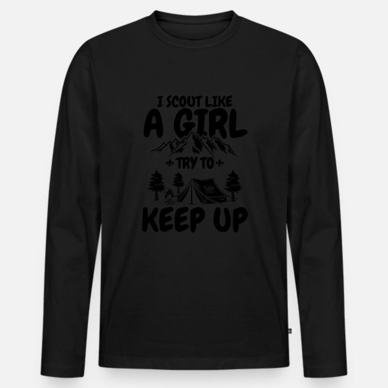 Pfadfinder Mädchen - Männer Premium Bio Langarmshirt - Schwarz
