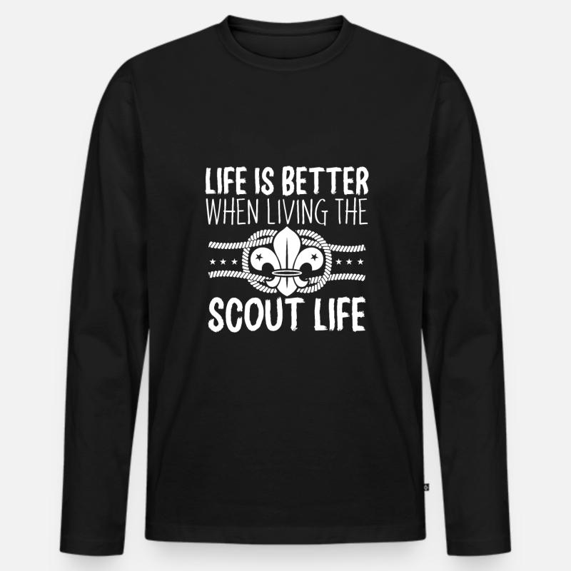 Pfadfinder Leben - Männer Premium Bio Langarmshirt - Schwarz