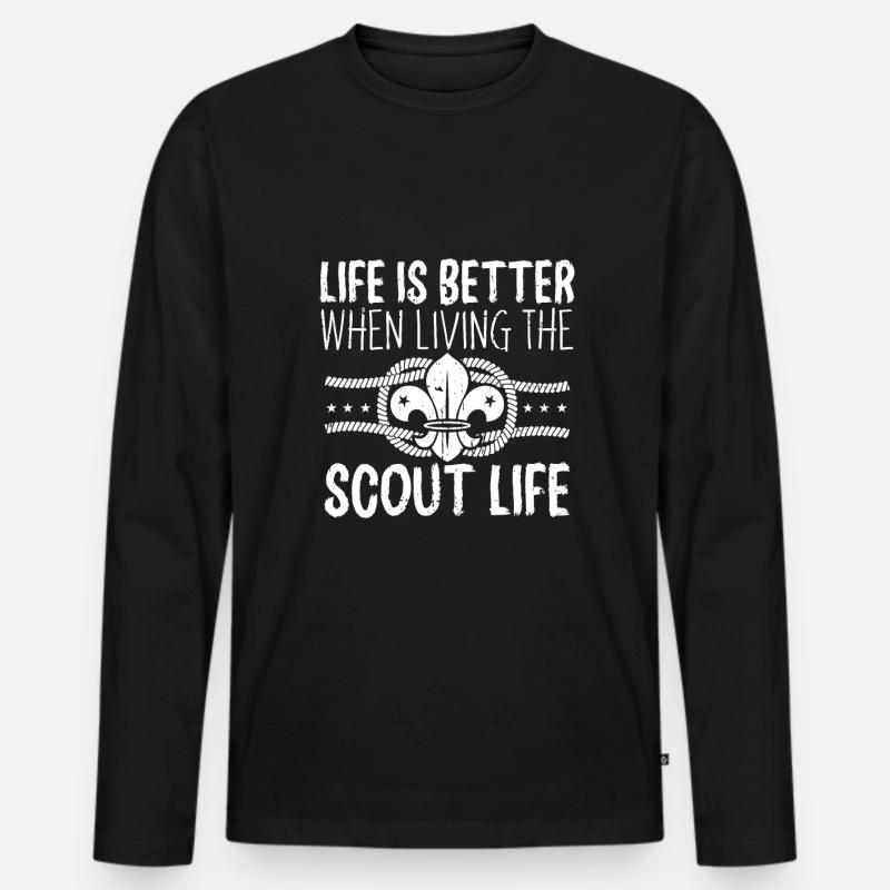 Pfadfinder Leben - Männer Premium Bio Langarmshirt - Schwarz