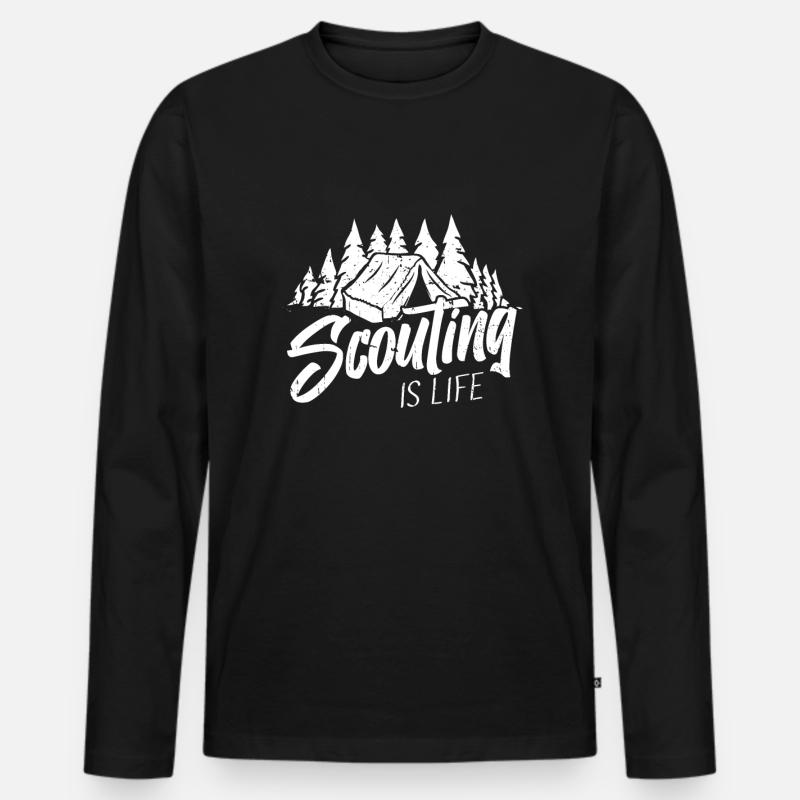 Pfadfinder - Männer Premium Bio Langarmshirt - Schwarz