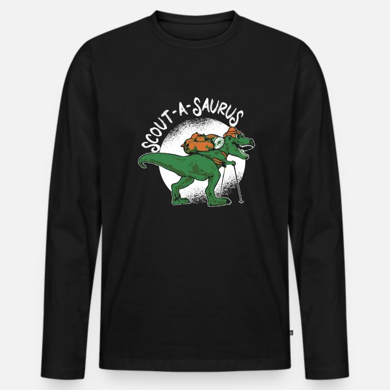 Pfadfinder Dinosaurier - Männer Premium Bio Langarmshirt - Schwarz