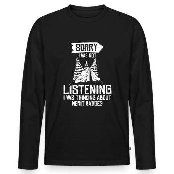 Pfadfinder Abzeichen - Männer Premium Bio Langarmshirt - Schwarz - Vorne - Nico (187cm)