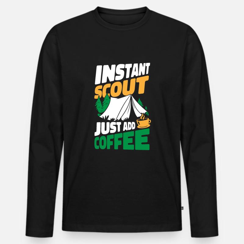 Pfadfinder Koffein - Männer Premium Bio Langarmshirt - Schwarz