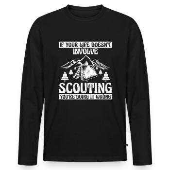 Boy Scout Funny - Men's Premium Organic Long Sleeve Shirt - black - Front - Nico (187cm)