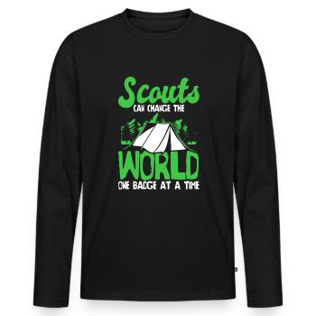 Pfadfinder Abzeichen - Männer Premium Bio Langarmshirt - Schwarz - Vorne - Nico (187cm)