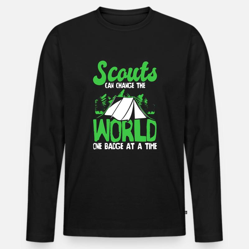 Pfadfinder Abzeichen - Männer Premium Bio Langarmshirt - Schwarz