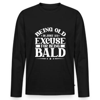 Schwarzer Humor Kahl - Männer Premium Bio Langarmshirt - Schwarz - Vorne - Nico (187cm)