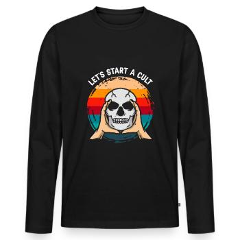 Le culte de l’humour noir permet de commencer un culte - T-shirt manches longues Premium bio Homme - noir - Devant - Nico (187cm)