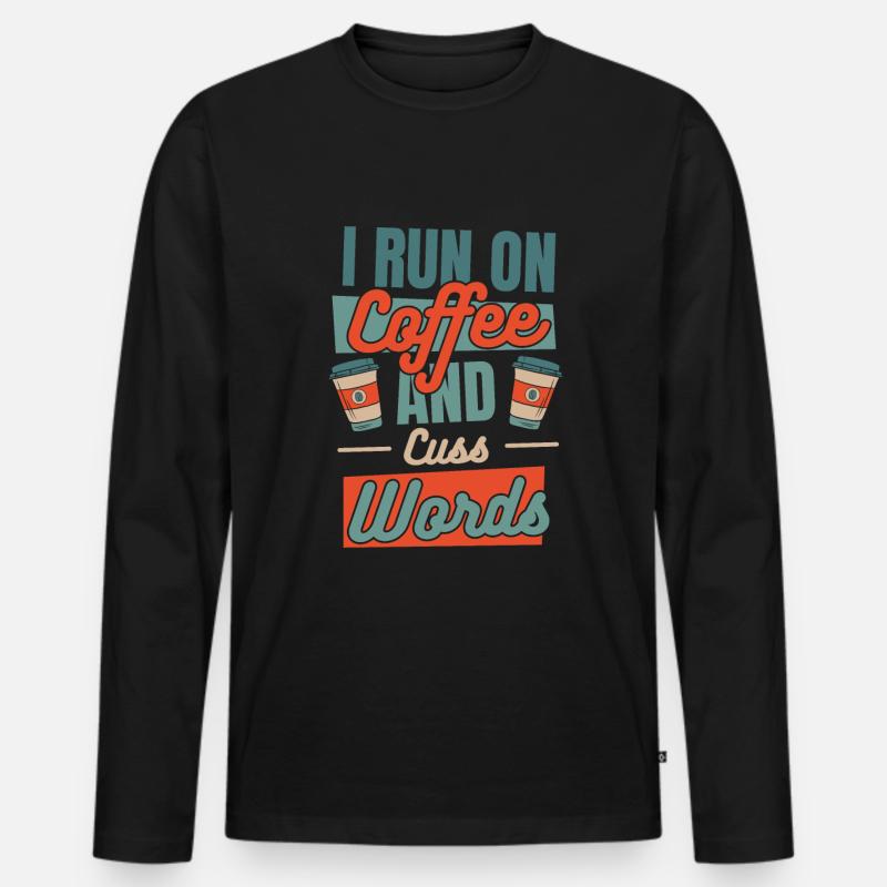 Schwarzer Humor Kaffee - Männer Premium Bio Langarmshirt - Schwarz