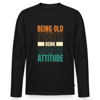 Humour noir - T-shirt manches longues Premium bio Homme - noir - Devant - Nico (187cm)