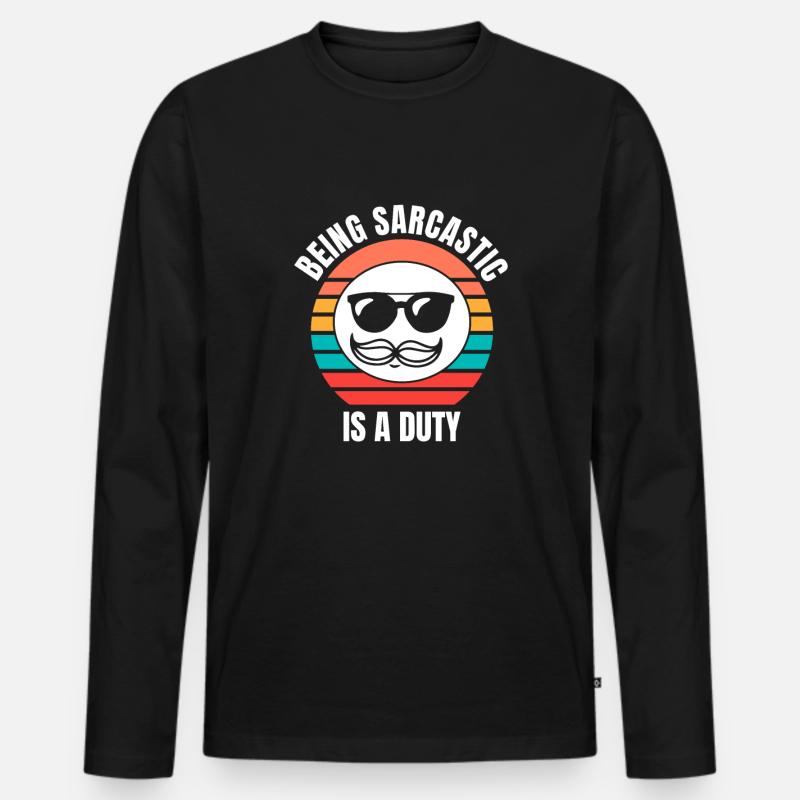 Schwarzer Humor - Männer Premium Bio Langarmshirt - Schwarz