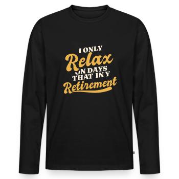 Retraités Retraite Relax - T-shirt manches longues Premium bio Homme - noir - Devant - Nico (187cm)