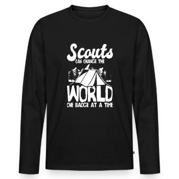 Pfadfinder Abzeichen - Männer Premium Bio Langarmshirt - Schwarz - Vorne - Nico (187cm)