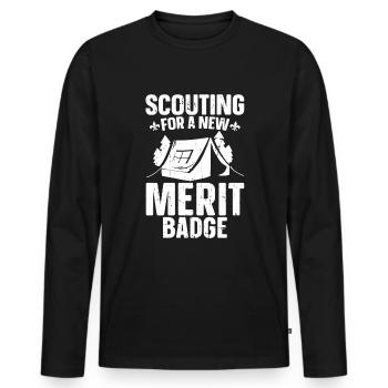 Insigne d’honneur scout - T-shirt manches longues Premium bio Homme - noir - Devant - Nico (187cm)