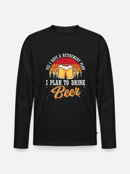 Rentner Rente Bier - Männer Premium Bio Langarmshirt - Schwarz
