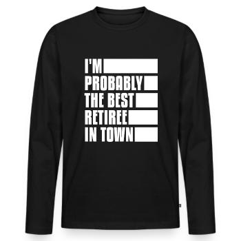 Pensioner pension - Men's Premium Organic Long Sleeve Shirt - black - Front - Nico (187cm)