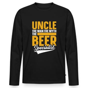 Beer Beer Lover Uncle - Men's Premium Organic Long Sleeve Shirt - black - Front - Nico (187cm)