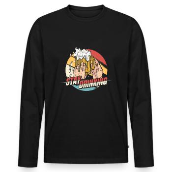 Beer Beer Lovers Drink Stay Drinking - Men's Premium Organic Long Sleeve Shirt - black - Front - Nico (187cm)