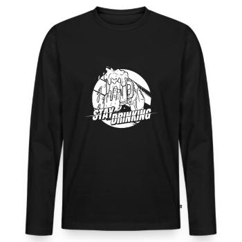 Beer Beer Lovers Cool Stay Drinking - Men's Premium Organic Long Sleeve Shirt - black - Front - Nico (187cm)