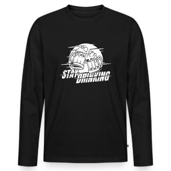 Beer Beer Lovers Cool Stay Drinking - Men's Premium Organic Long Sleeve Shirt - black - Front - Nico (187cm)