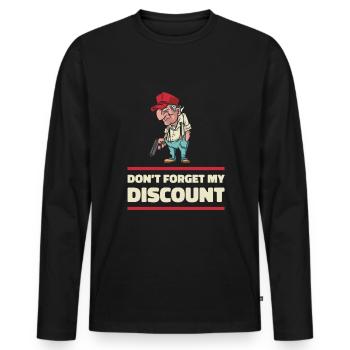 Pension de retraité drôle N’oubliez pas ma réduction - T-shirt manches longues Premium bio Homme - noir - Devant - Nico (187cm)