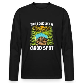 Boy Scout Cool - Men's Premium Organic Long Sleeve Shirt - black - Front - Nico (187cm)