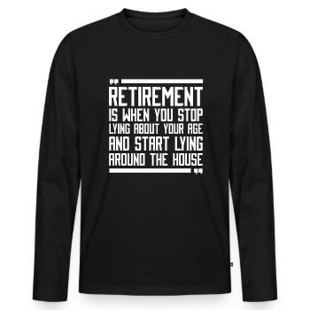 Pensioner pension - Men's Premium Organic Long Sleeve Shirt - black - Front - Nico (187cm)