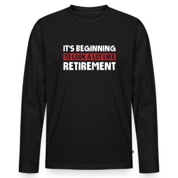 Pensioner pension - Men's Premium Organic Long Sleeve Shirt - black - Front - Nico (187cm)