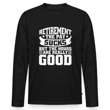 Pensioner pension - Men's Premium Organic Long Sleeve Shirt - black - Front - Nico (187cm)