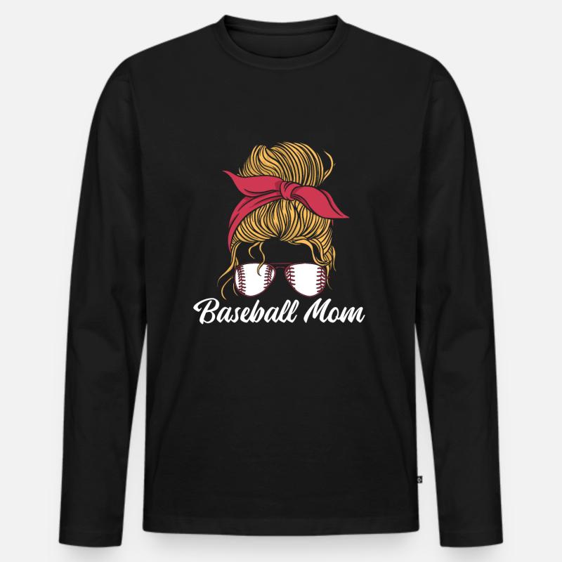 Baseball Mutter Baseball Mom - Männer Premium Bio Langarmshirt - Schwarz