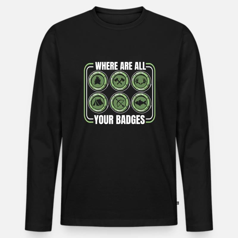 Pfadfinder Abzeichen - Männer Premium Bio Langarmshirt - Schwarz