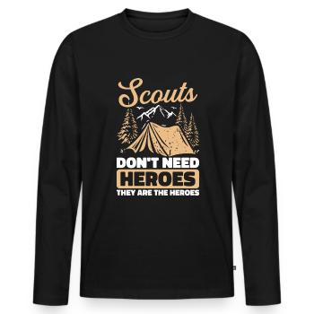Pfadfinder - Männer Premium Bio Langarmshirt - Schwarz - Vorne - Nico (187cm)