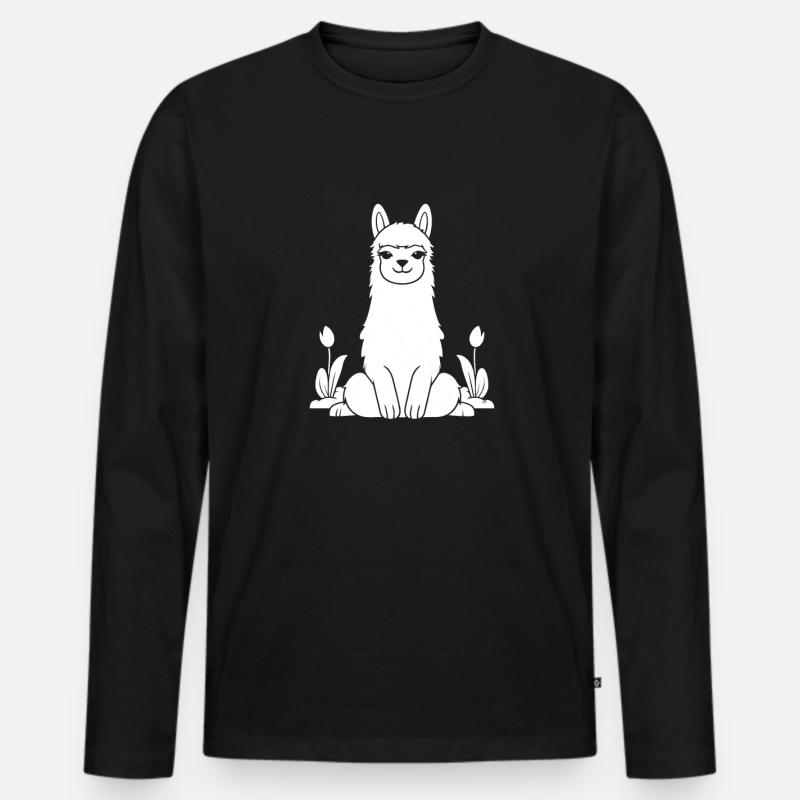 Lama Llama - Männer Premium Bio Langarmshirt - Schwarz