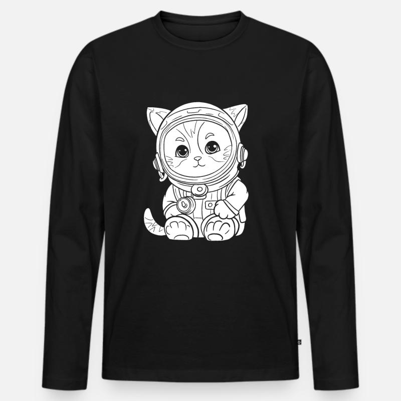 Katze - Männer Premium Bio Langarmshirt - Schwarz