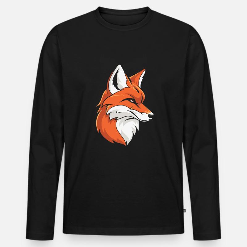 Fuchs Cool - Männer Premium Bio Langarmshirt - Schwarz