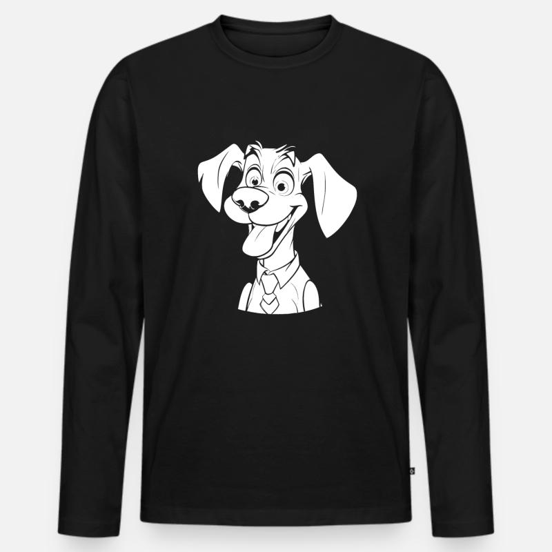 Hund Vierbeiner - Männer Premium Bio Langarmshirt - Schwarz