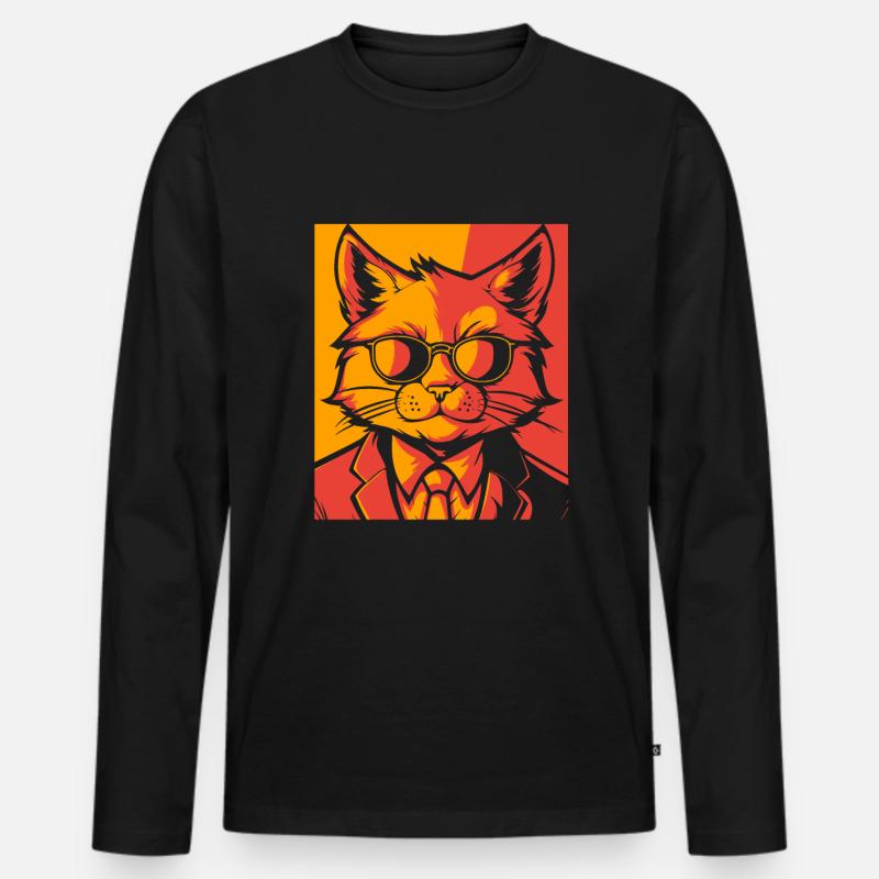Katze - Männer Premium Bio Langarmshirt - Schwarz