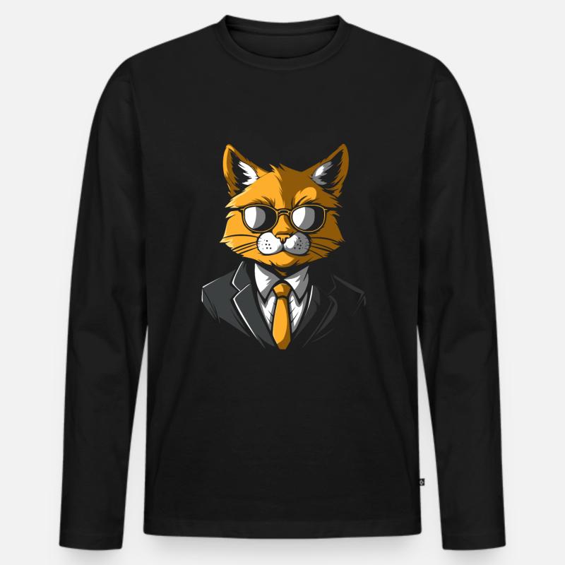 Katze Anzug - Männer Premium Bio Langarmshirt - Schwarz