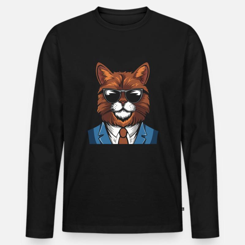 Katze Anzug - Männer Premium Bio Langarmshirt - Schwarz