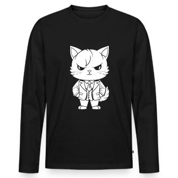 Combinaison de chat - T-shirt manches longues Premium bio Homme - noir - Devant - Nico (187cm)