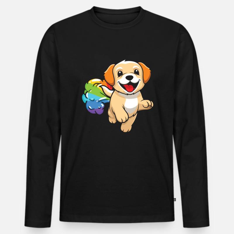 Labrador Witzig Regenbogenfurz - Männer Premium Bio Langarmshirt - Schwarz