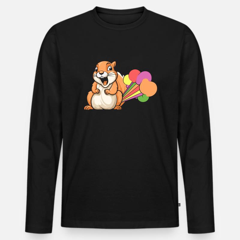 Eichhörnchen Witzig Regenbogenfurz - Männer Premium Bio Langarmshirt - Schwarz