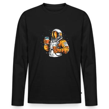 Beer, Beer Lover, Astronaut - Men's Premium Organic Long Sleeve Shirt - black - Front - Nico (187cm)