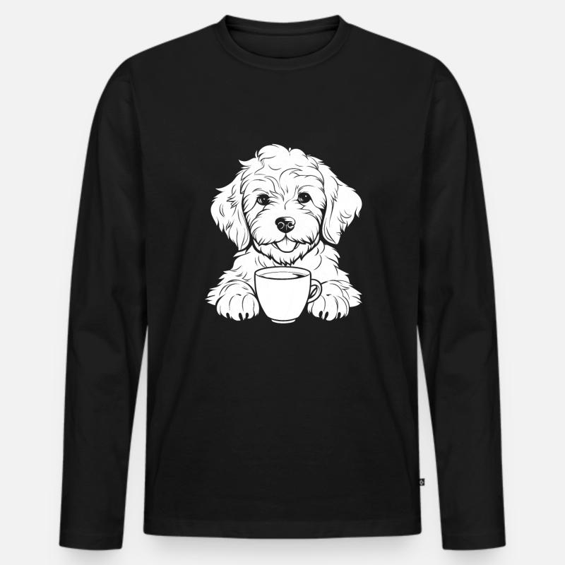 Golden Doodle Kaffee - Männer Premium Bio Langarmshirt - Schwarz