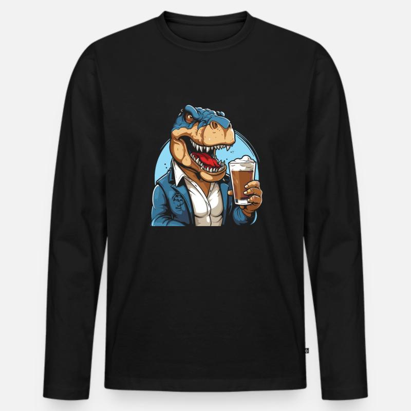 Bier Bierliebhaber T Rex - Männer Premium Bio Langarmshirt - Schwarz