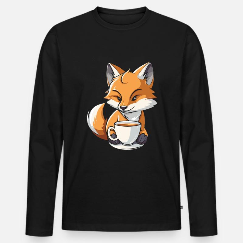 Fuchs Kaffee - Männer Premium Bio Langarmshirt - Schwarz