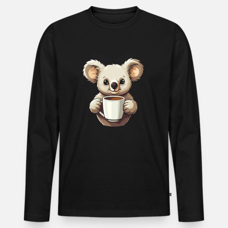 Koalabär Kaffee - Männer Premium Bio Langarmshirt - Schwarz