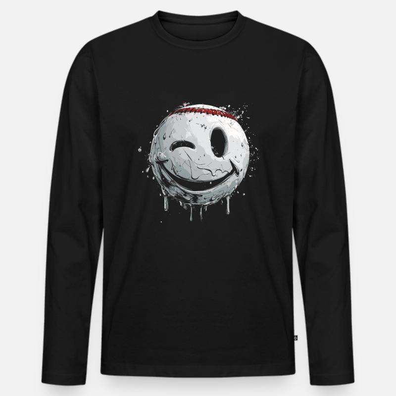Baseball - Männer Premium Bio Langarmshirt - Schwarz