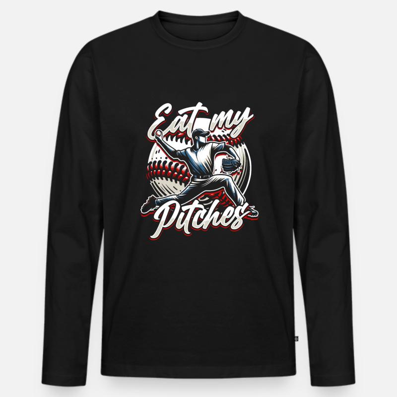 Baseball - Männer Premium Bio Langarmshirt - Schwarz